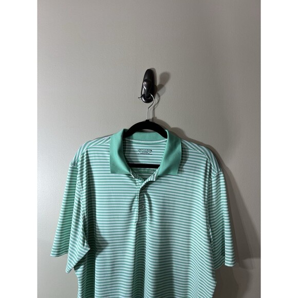 UNTUCKit Polo Shirt Cronos Feeder Green Striped Short Sleeve Golf Men’s XL - Picture 2 of 13